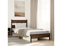 Vidaxl Estrutura Cama S/ Colchão Derivados Madeira Carvalho Castanho