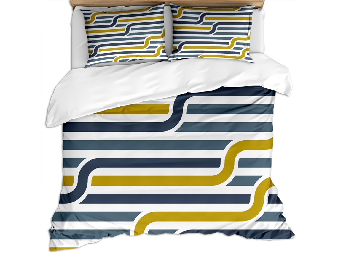 Capa de Edredom com Estampa 3d Linhas Abst em Microfibra Fronha 140x200cm, 140 X 200 Cm