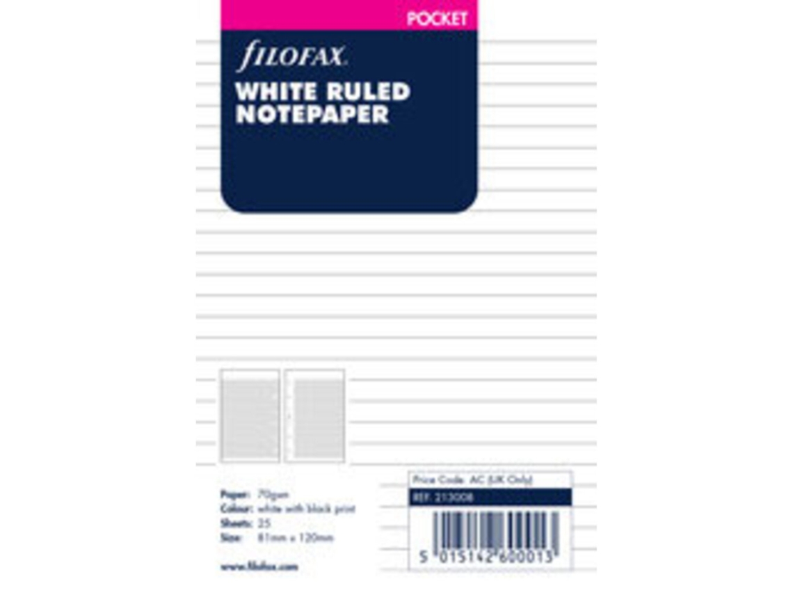 Recarga para Organizador FILOFAX Pocket 81 X 120 Mm 20 Folhas Pautadas