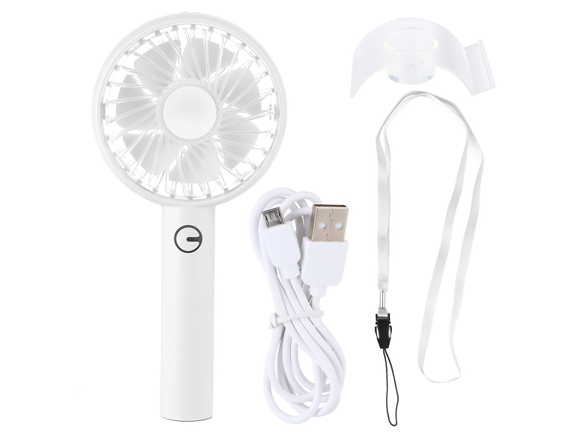 Ventilador Portátil Mini Silencioso com Suporte Celular Branco