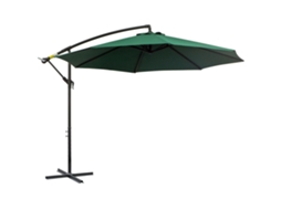 Chapéu De Sol De Jardim Ø295x245cm Chapéu De Sol Excêntrico Inclinável Com Manivela Base Cruzada Suporte De Aço Verde