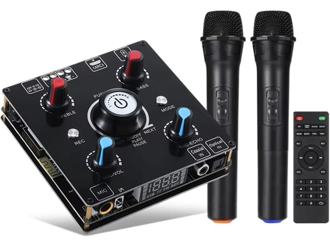 Máquina de Karaokê com Bluetooth 5.0, Microfone Duplo e Amplificador. SFUSHOS
