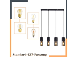 Luminária Pendente Para Mesa De Jantar, Luminária Pendente E27, 4 Chamas, Led Ajustável, Abajur De Vidro Moderno Nettlife