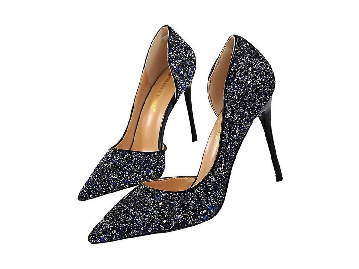 Zapatos De Tacón Bajo Para Mujer Con Punta Afilada Y Suela De Caucho, Diseño Elegante Y Cómodo 38 Negro