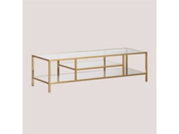 Sklum Móvel Tv 150x50 Cm Em Vidro E Aço Amelia Aço Dourado