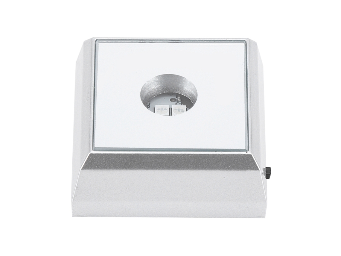Rebe-base De Suporte De Lâmpada Led Quadrada Para Exibir Estátua De Cristal Acrílico Prata (luz Colorida)