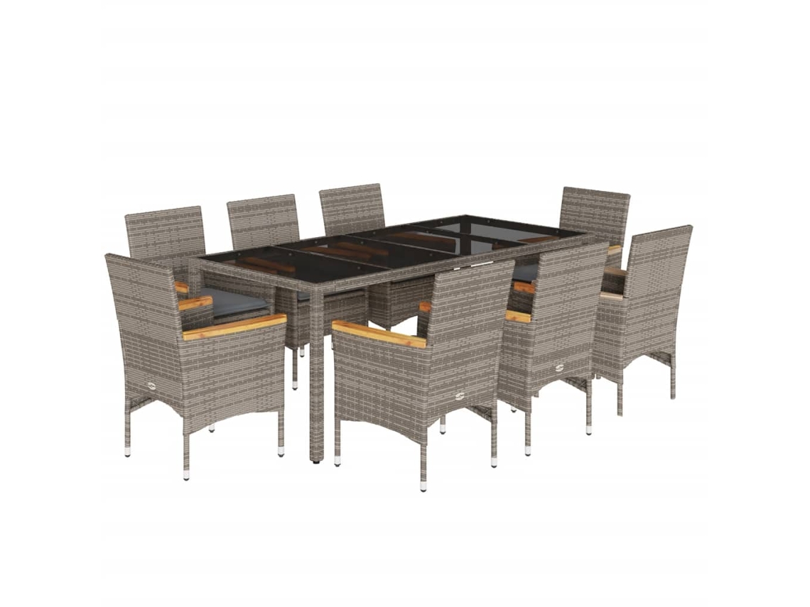 Garden Dining Set, Garden Dining Sets Vidaxl Cinzeto Rattan / Vime (190 X 90 X 75 Cm)