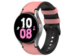Bracelete Para Samsung Galaxy Watch 5 (40mm/44mm) - Silicone E Couro Preto - Fivela (tamanho L) - Rosa