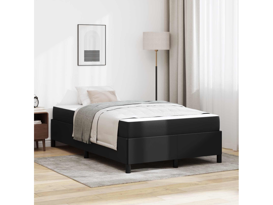 Vidaxl Estrutura Da Cama Com Colchão Preto 120 X 190 Cm Tecido