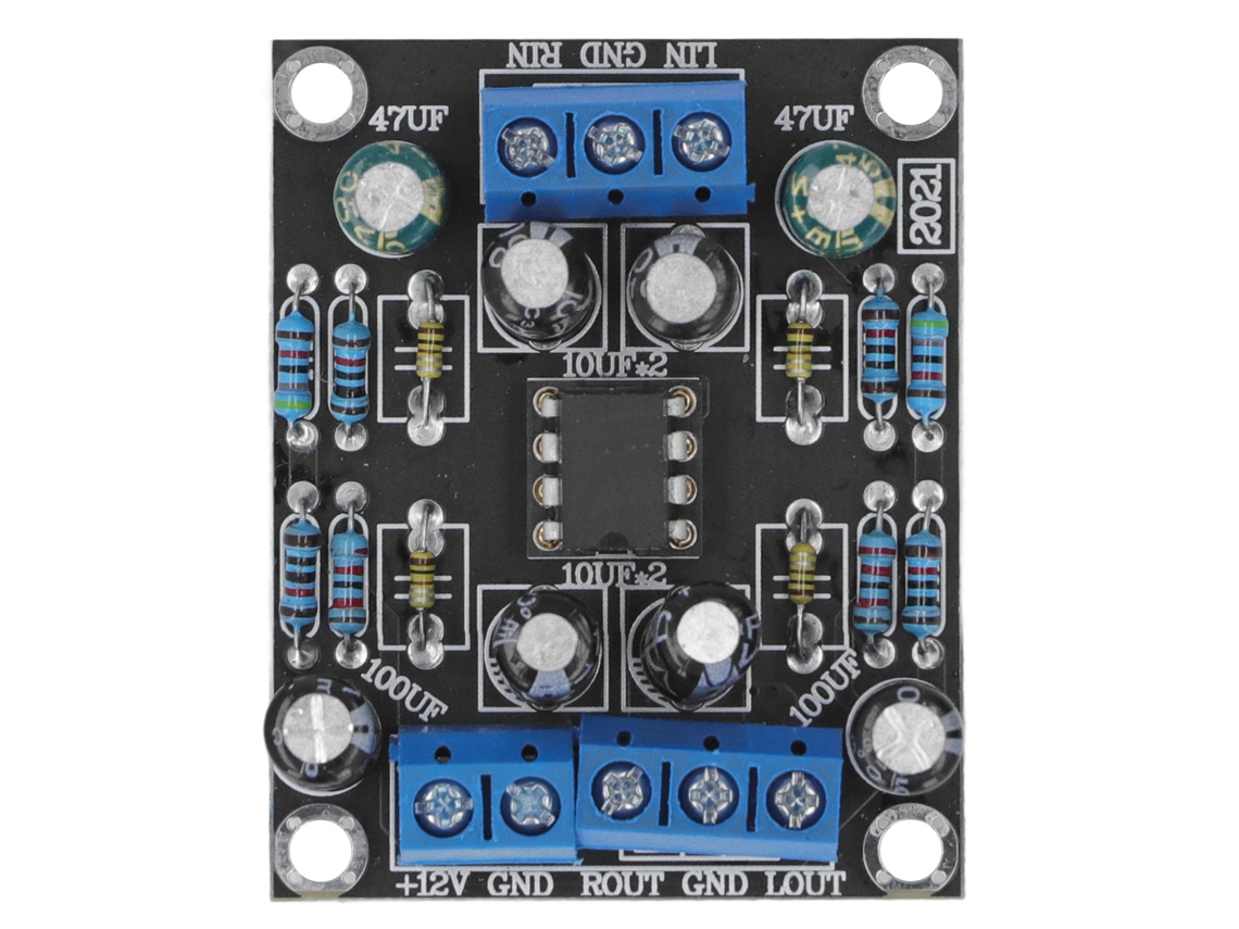 Módulo Preamplificador Ne5532 de Doble Canal Placa de Capacitores Amplificación de Potencia Única Dc 12‑30v