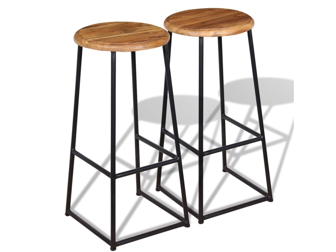 Vidaxl Bancos De Bar 2 Pcs Madeira De Teca Maciça