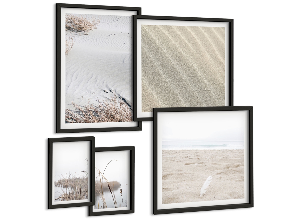Conjunto De Pinturas Motivos Minimalistas De Praia Espelharte (5 Peças)