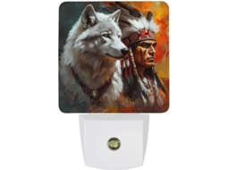 Lobo E Índios Luz Noturna Led Com Sensor Crepuscular