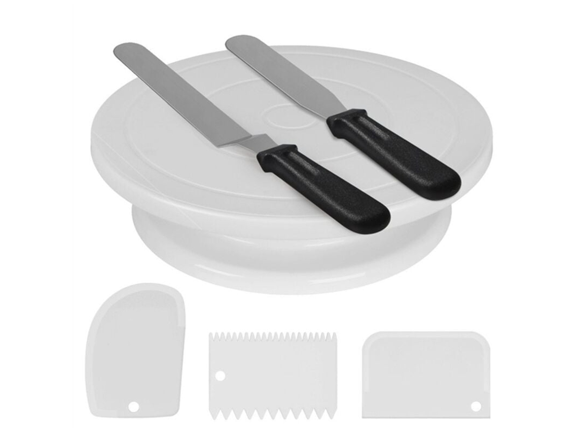 Carrossel De Decoração De Bolo De 11 Polegadas Conjunto De Decoração De Bolo Com 6 Peças, 2 Espátulas De Glacê E 3 Raspadores Slowmoose
