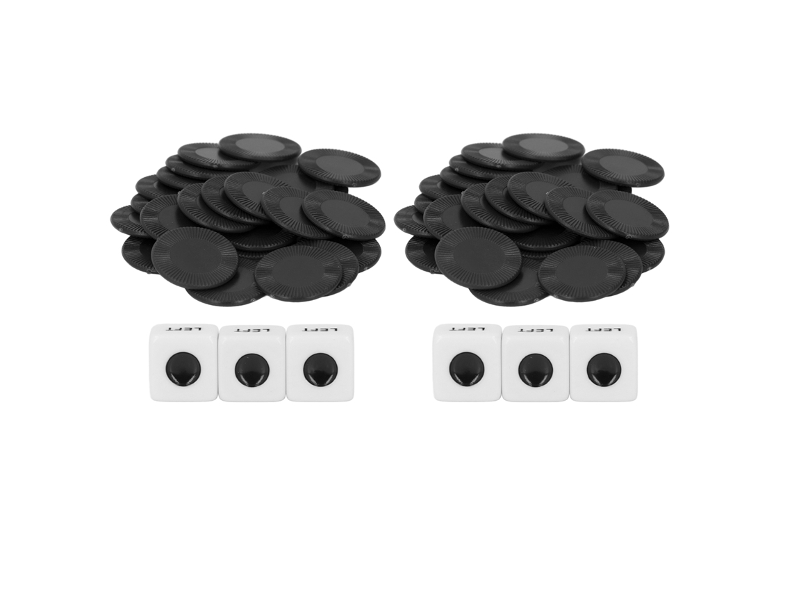 Conjunto de 2 dados de esquerda, direita e centro, divertidos, para festa e torneio, preto | S/MARCA