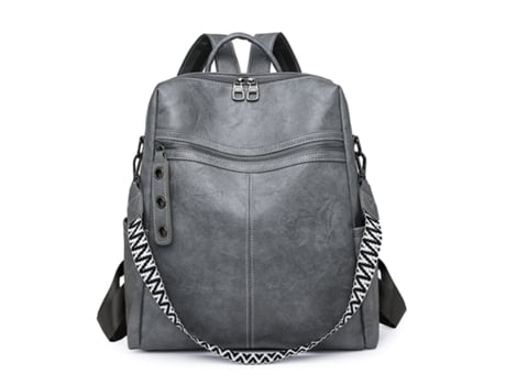 Mochila Funcional Para Mulher Em Pele Pu, Bolsa De Mão, Mochila De Viagem Cinza Hexinyigjly