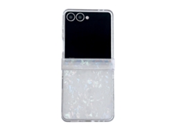 Conjunto De Três Peças De Capa De Celular Com Textura De Concha Perolada Para Samsung Galaxy Z Flip7 5g