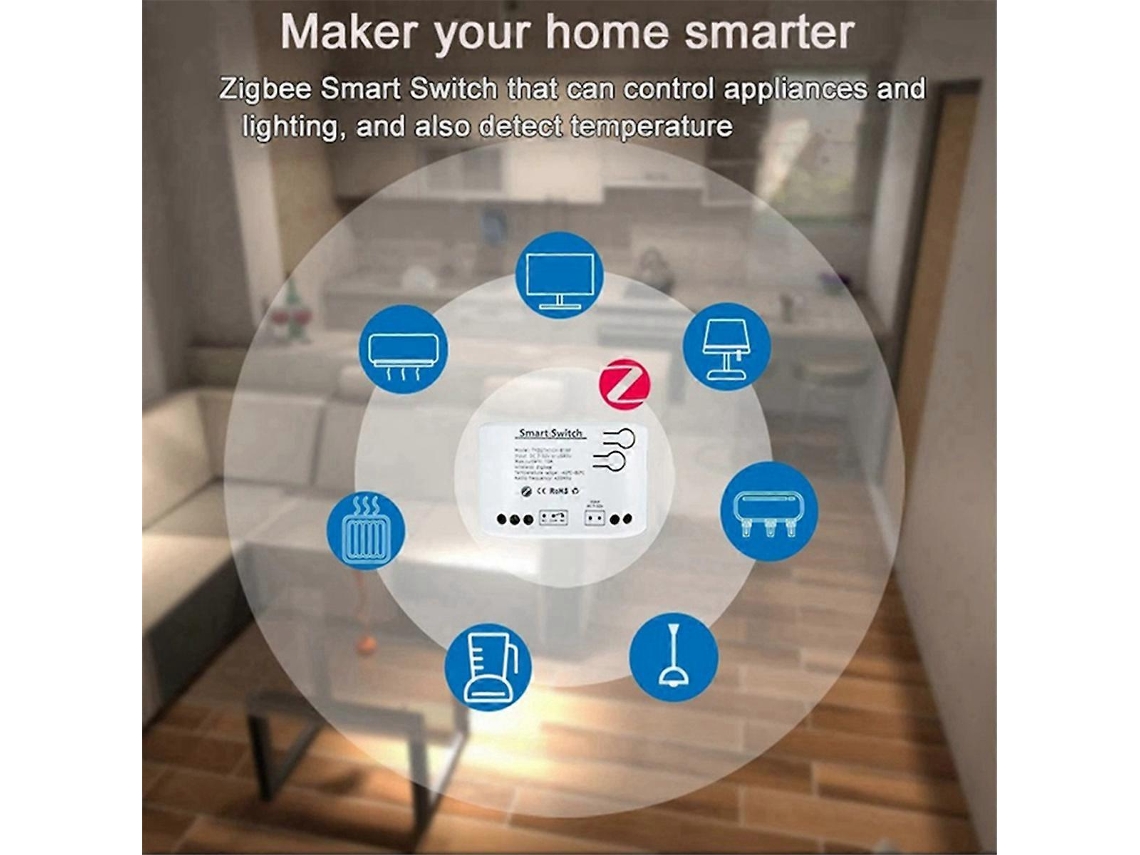 Interruptor Zigbee Inteligente Tuya Com Sensor De Temperatura, Relé Zigbee De Contato Seco Passivo, Funciona Com Home Ass Slowmoose