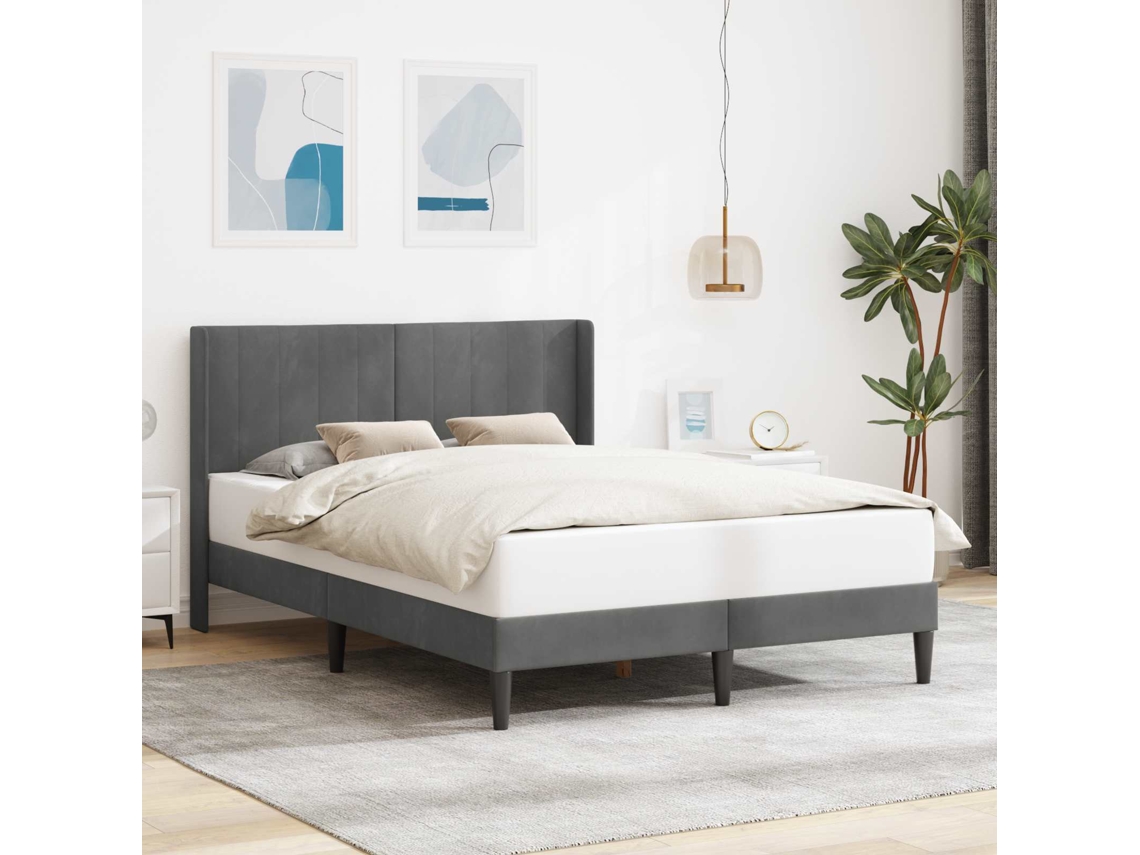Vidaxl Estrutura da Cama Cinzento escuro 160 X 200 Cm Veludo