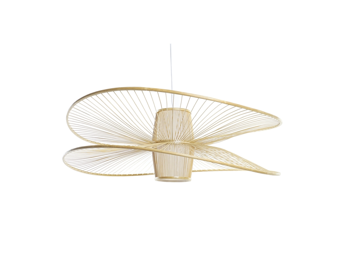 Luminária de Teto em Bambu, Poliéster Natural, 100x100x32cm ALEXANDRA HOUSE LIVING