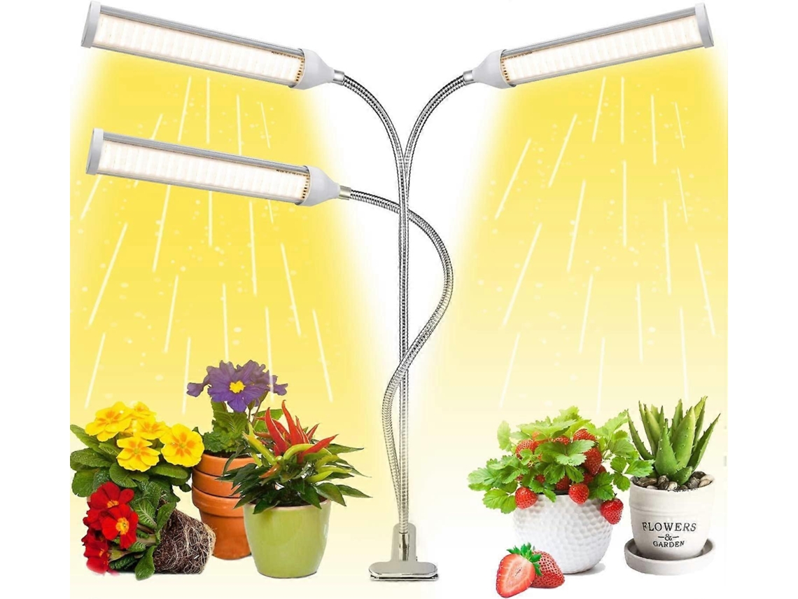 Rebe luz de Crecimiento Led de Espectro Completo para Plantas, Lámpara de Socket Con Pinza Y Adaptador, 315 Chips, Regulable 360°