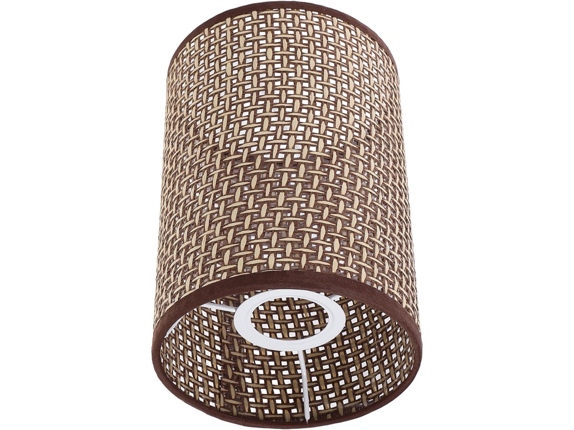 Abajur De Vime Natural Para Luminária De Mesa E27/e14, Design Trançado, Compatível.