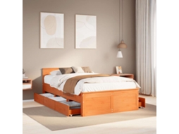 Vidaxl Cama Sem Colchão Com Cabeceira Pinho Maciço Castanho-mel