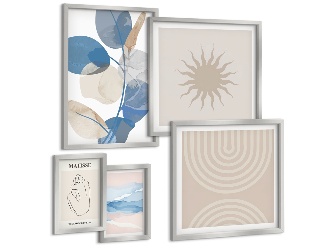 Conjunto De Pinturas Plantas Abstratas Estilosas Espelharte (5 Peças)