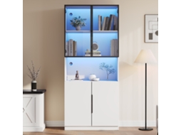 Vitrine Led Branca 80x30x200cm, Vidro, Ajustável. Cs