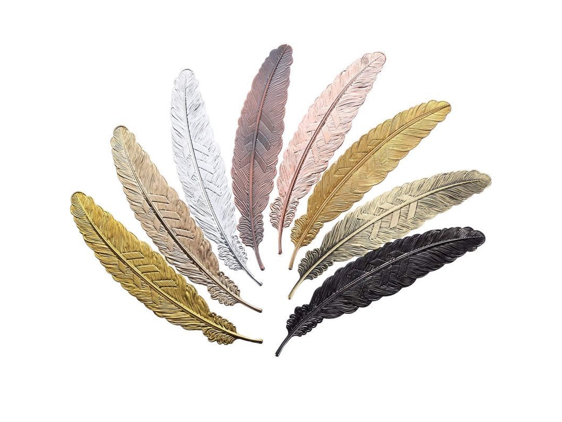 2026 8 Marcapáginas de Pluma de Metal Variados Forma de Pluma para Libros 11.5 Cm