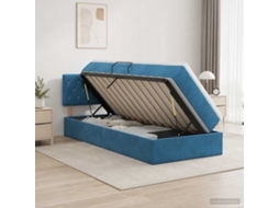 Vidaxl Cama Com Armazenamento Azul Escuro 100 X 200 Cm Veludo