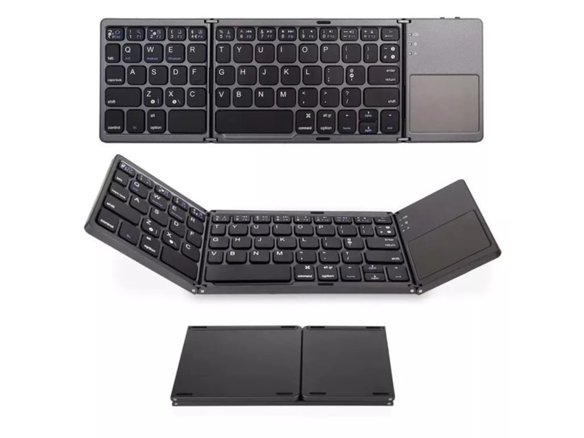 Lurelia Teclado Dobrável Bluetooth, Dobrável, Touchpad, Cor Preto / Branco Para Laptop, Ipad/ios, Windows