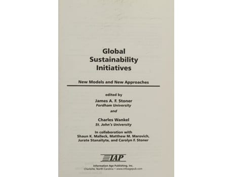 Livro Global Sustainability Initiatives New Models And New Approaches De Stoner E James A F (inglês - Capa Dura)