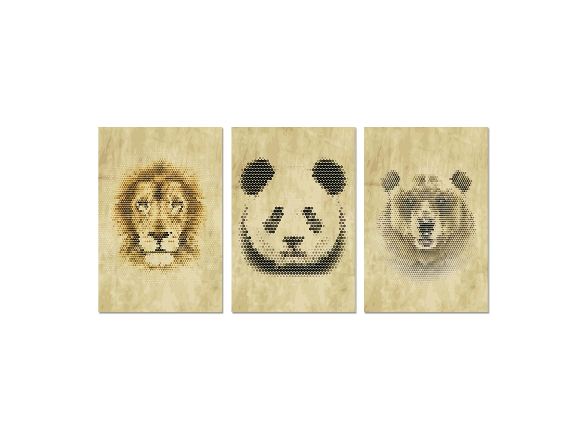 Laxiscreed Pinturas Decorativas Em Estilo Pixel De Colmeia, Kit De 3 Peças Para Espaços Comerciais E Residenciais