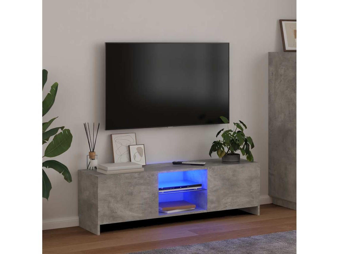 Vidaxl Móvel De Tv Com Luzes Led 120x30x36 Cm Cinzento Cimento