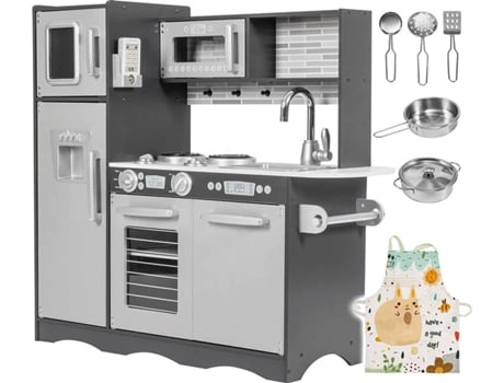 Cozinha de Brincar MAMABRUM Baby Toys Play Kitchen Gris (Idade Mínima: 3 Anos - 93 x 30 x 83 cm)