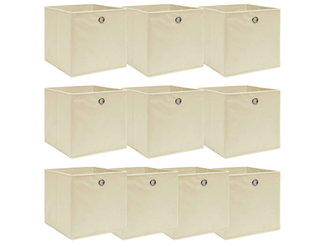 Vidaxl Caixas De Arrumação 10 Pcs 32x32x32 Cm Tecido Creme