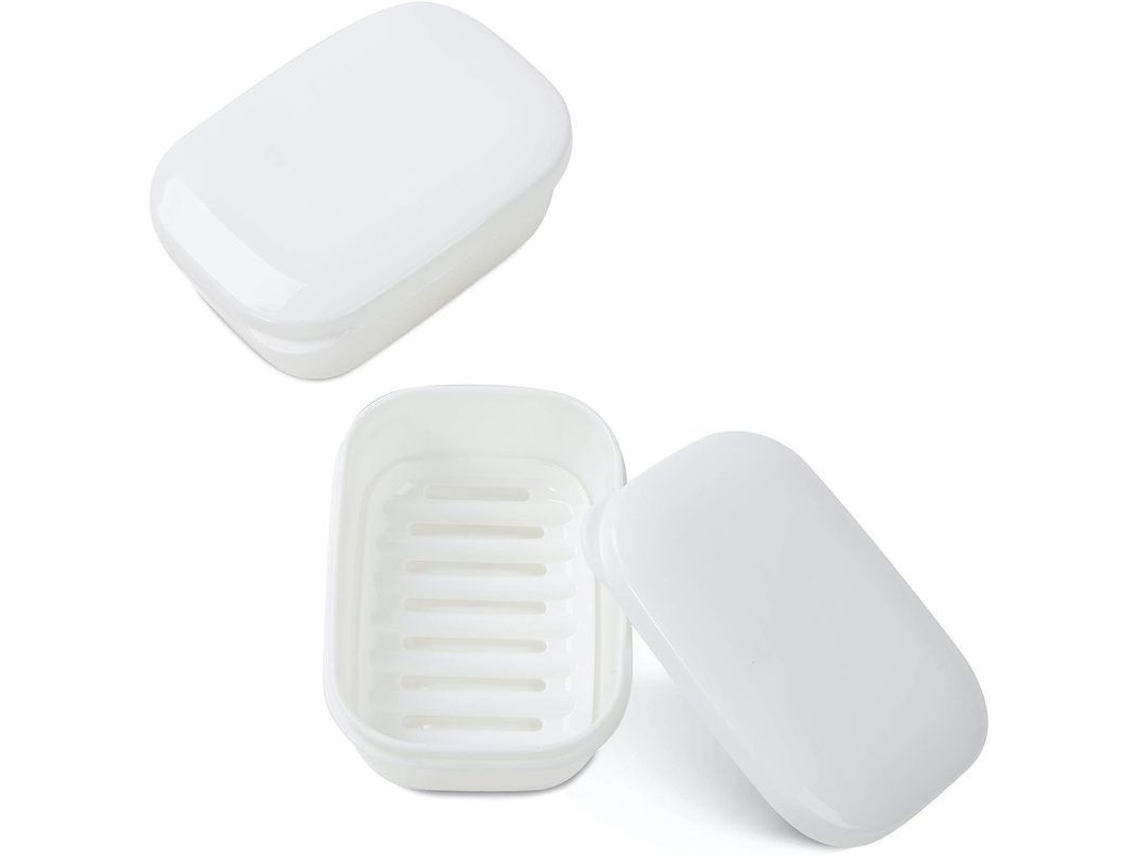 Porta Sabonete para Viagem, 2pcs, Portátil, Camping, Academia, Branco
