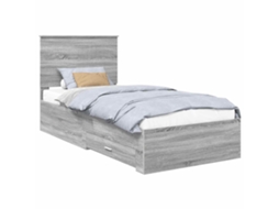 Estrutura da Cama Cinza Sonoma em Madeira Processada 90x190 cm MAISON EXCLUSIVE
