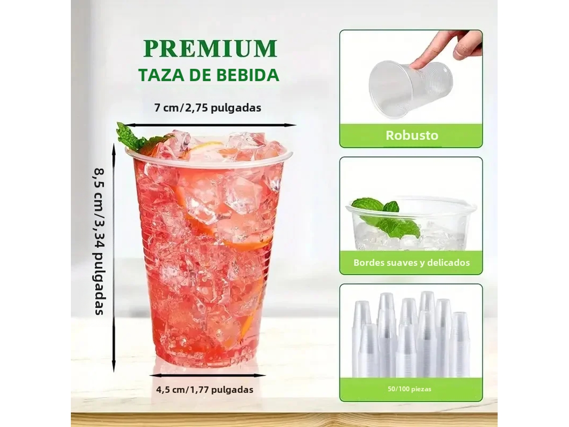 Copos Plásticos Descartáveis Transparentes de 200ml (7oz), Ideais para Festas, Casamentos e Cafeterias. MDUG (100 Unidades)