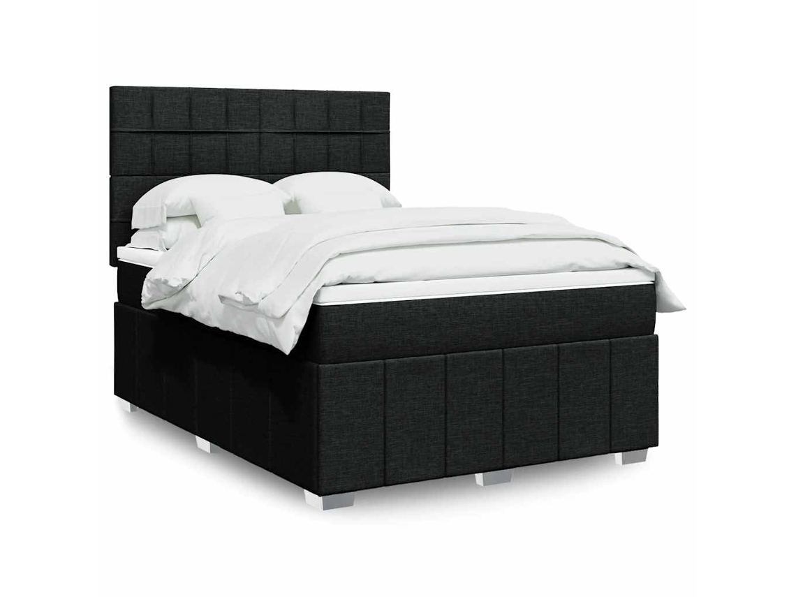 Vidaxl Cama Com Molas/colchão 140x200 Cm Tecido Preto