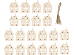 20 Peças Decoração Bois Maisonnette Suspensue Rondelle Decoração Sapin Diy Animaux Fait Main Sans Bords