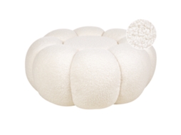 Pufe BELIANI Beaufort de Bouclé Branco Creme 60x60x27
