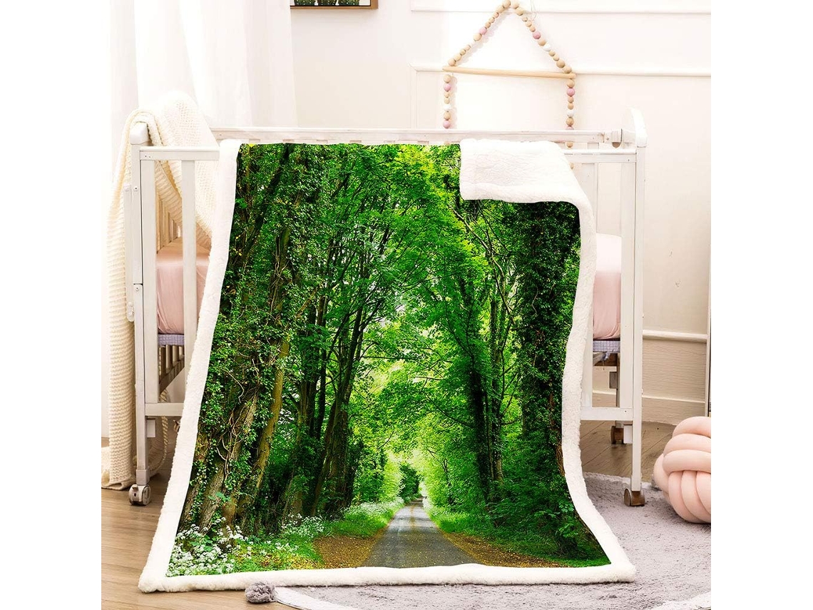Manta com Estampa de Paisagem Ár em Microfibra 150x180cm