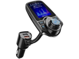 Transmissor FM Bluetooth para Carro com Tela 1.8 Polegadas e Carregador Usb QC3.0