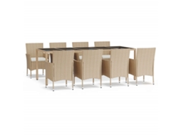 Maison Exclusive - 9 Pcs Conjunto De Jantar P/ Jardim Com Almofadões Vime Pe Bege