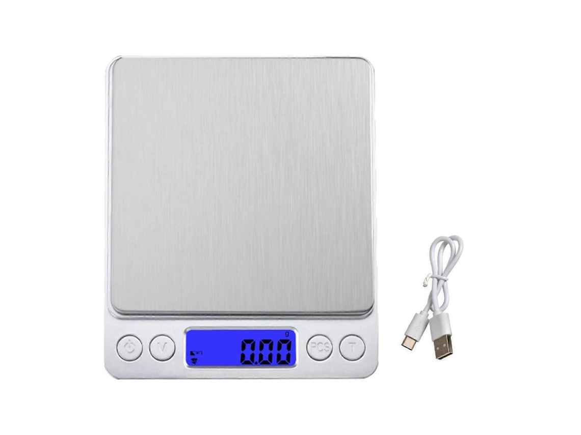 Balança De Cozinha Digital Com Carregamento Usb, Alta Precisão, Função Tara, Balança Eletrônica, Tela Lcd, 2 Bandejas, Balança Par Aquaforge