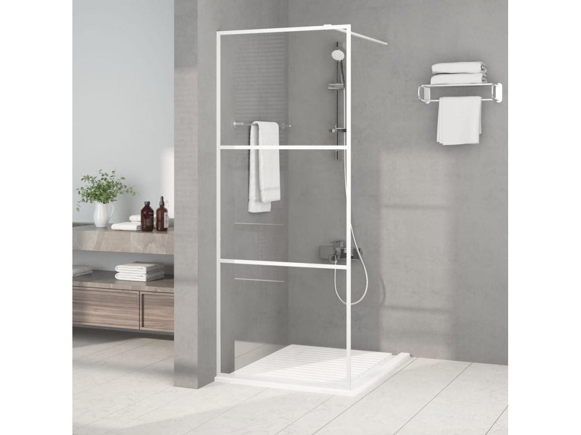 Vidaxl Divisória De Chuveiro Branco 80x195 Cm Vidro Esg Transparente