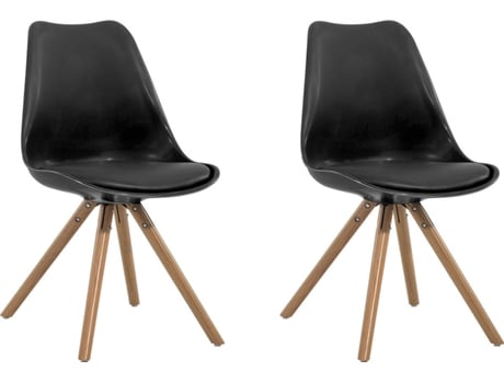 Conjunto de 2 Cadeiras Jantar Dakota (Preto - Material Sintético - 45x49x86 cm)