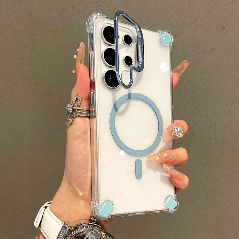 Capa Transparente Para Celular (azul Celeste Galaxy A07), Compatível Com Carregamento Sem Fio E Suporte.